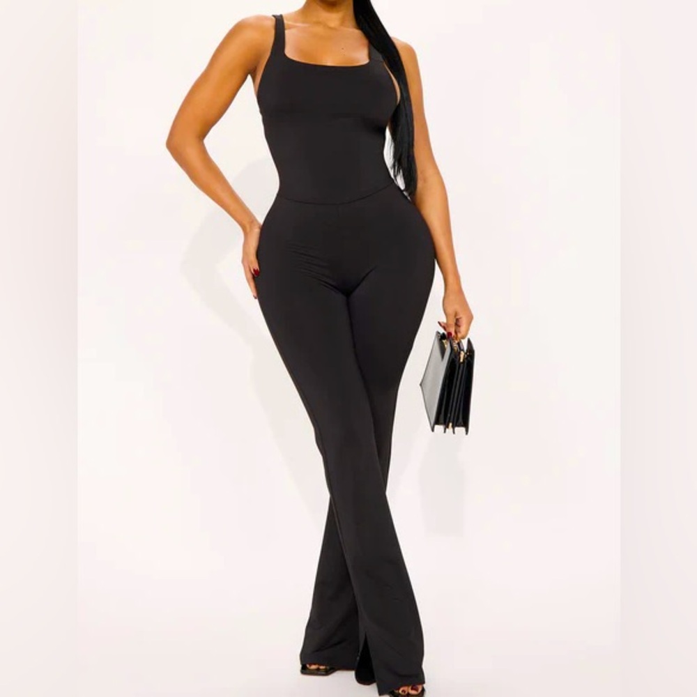 Back Me Up Flare Leg Jumpsuit M